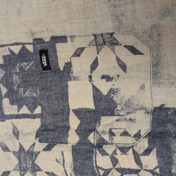 NWT Vans HOMESPUN LONG SLEEVE WOVEN TOP in Ashley Blue Size L - Picture 8 of 9